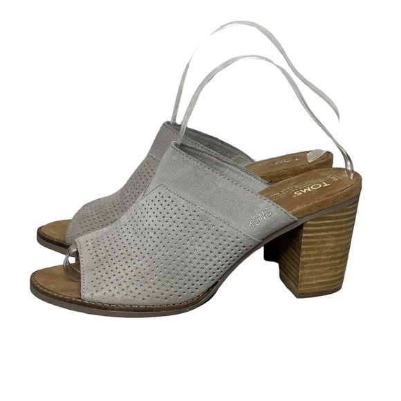 TOMS 8.5 gray suede peeptoe mules - Picture 5 of 9